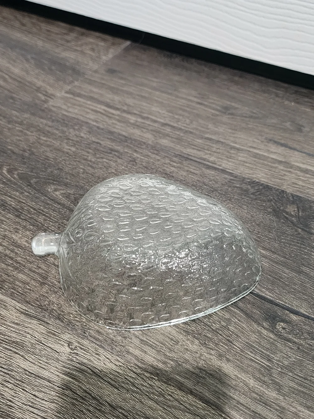 Vintage Strawberry Shape and Textured Clear Glass Dip Condiment or Serving Bowl